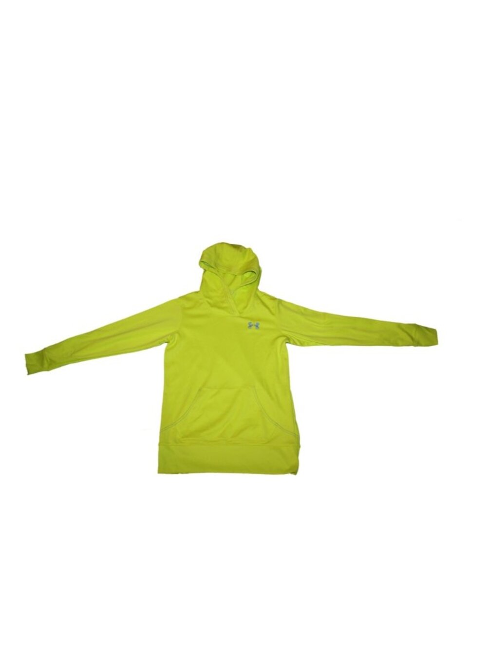 Men Women Unisex Under Armour Blue Highlighter Yellow Hoodie Pullover Size S